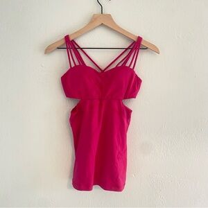 Lululemon Athletica‎ Pink Spaghetti Strap Bodycon cut out Top